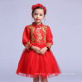 La más nueva ropa con estilo de la bola roja vestidos de fiesta a granel celebración de vacaciones niñas Shinny Apparel precio de fábrica Navidad tradicional